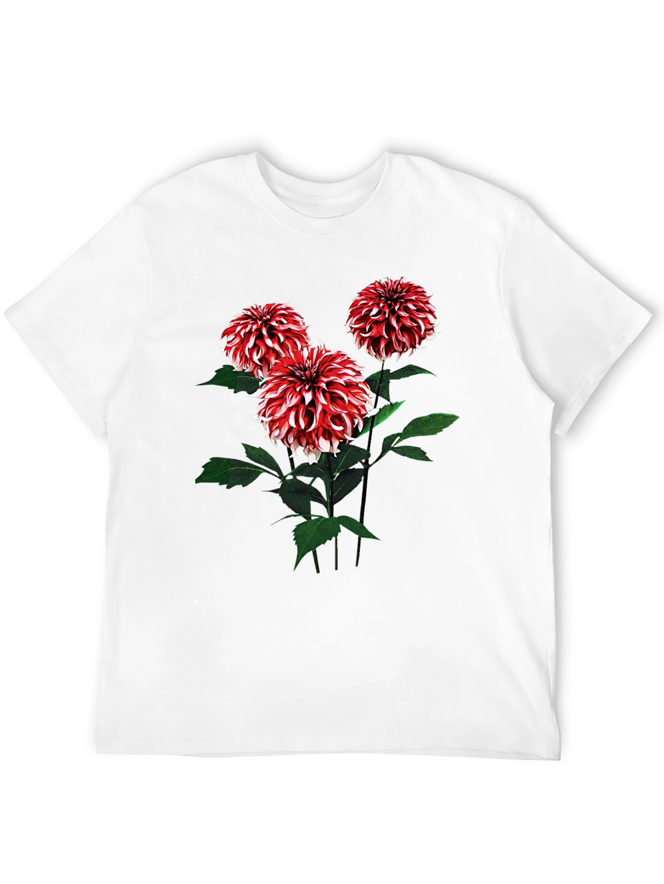Floral T-Shirt with Dahlia Flower Print