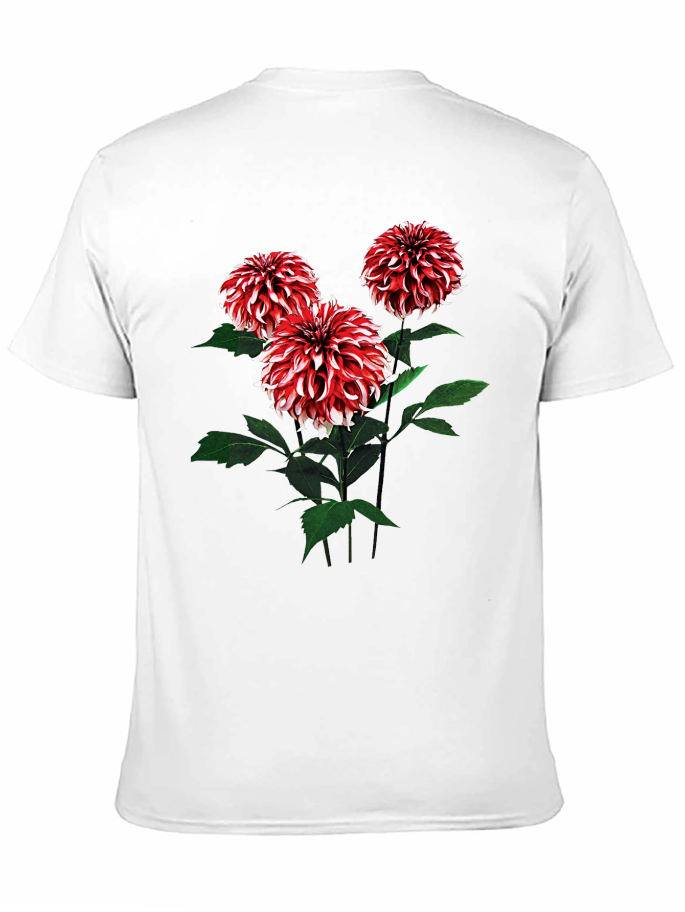 Floral T-Shirt with Dahlia Flower Print