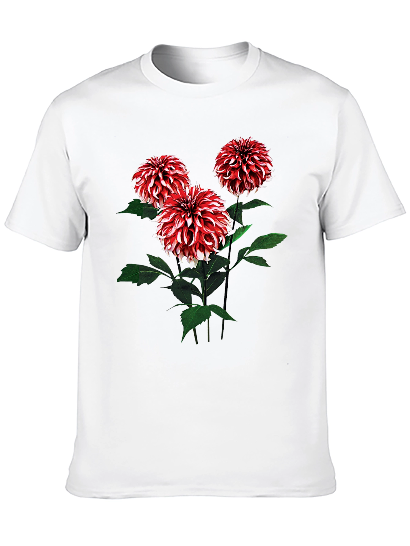 Floral T-Shirt with Dahlia Flower Print