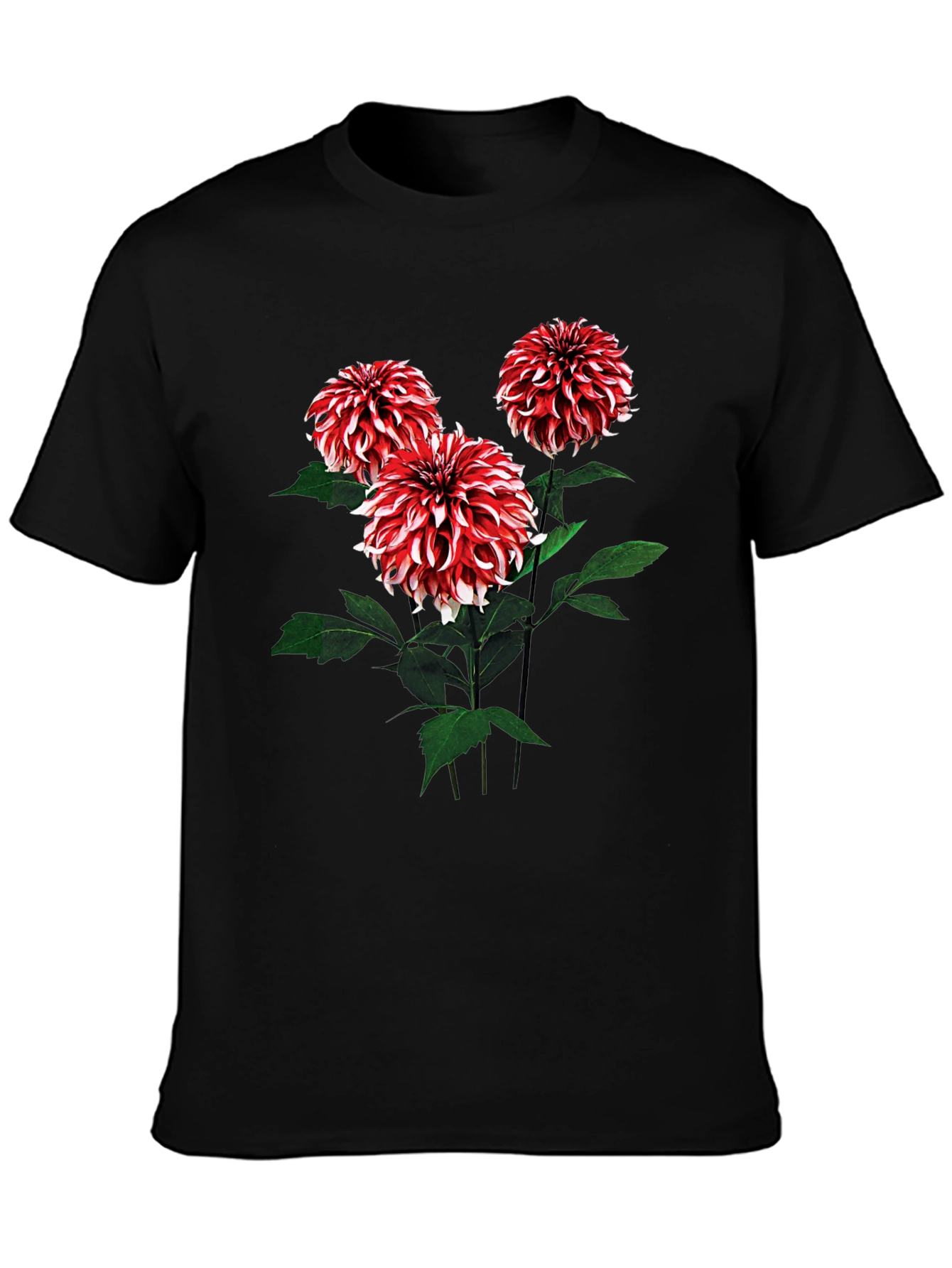 Floral T-Shirt with Dahlia Flower Print