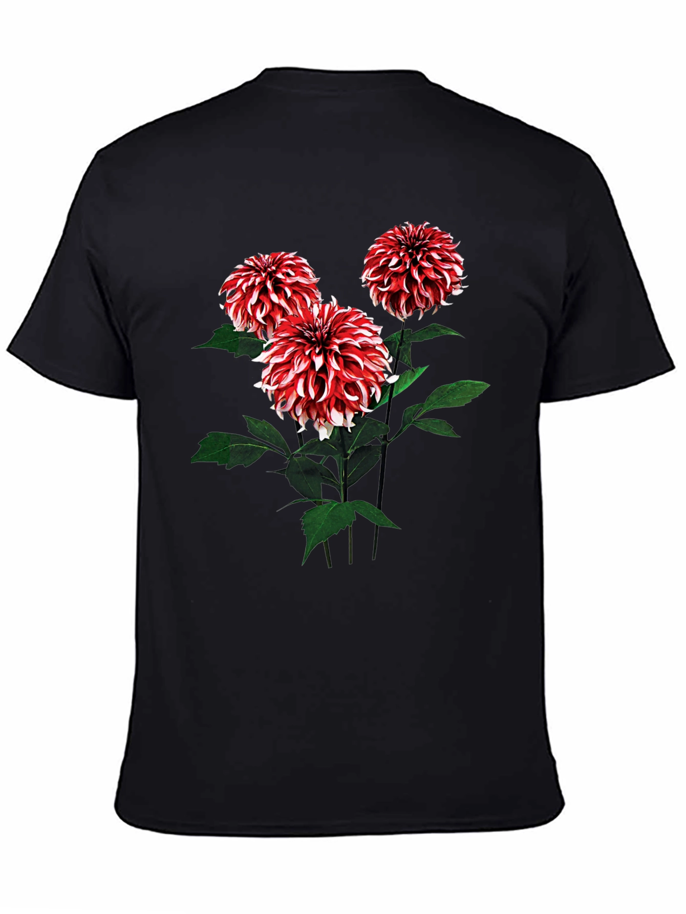 Floral T-Shirt with Dahlia Flower Print