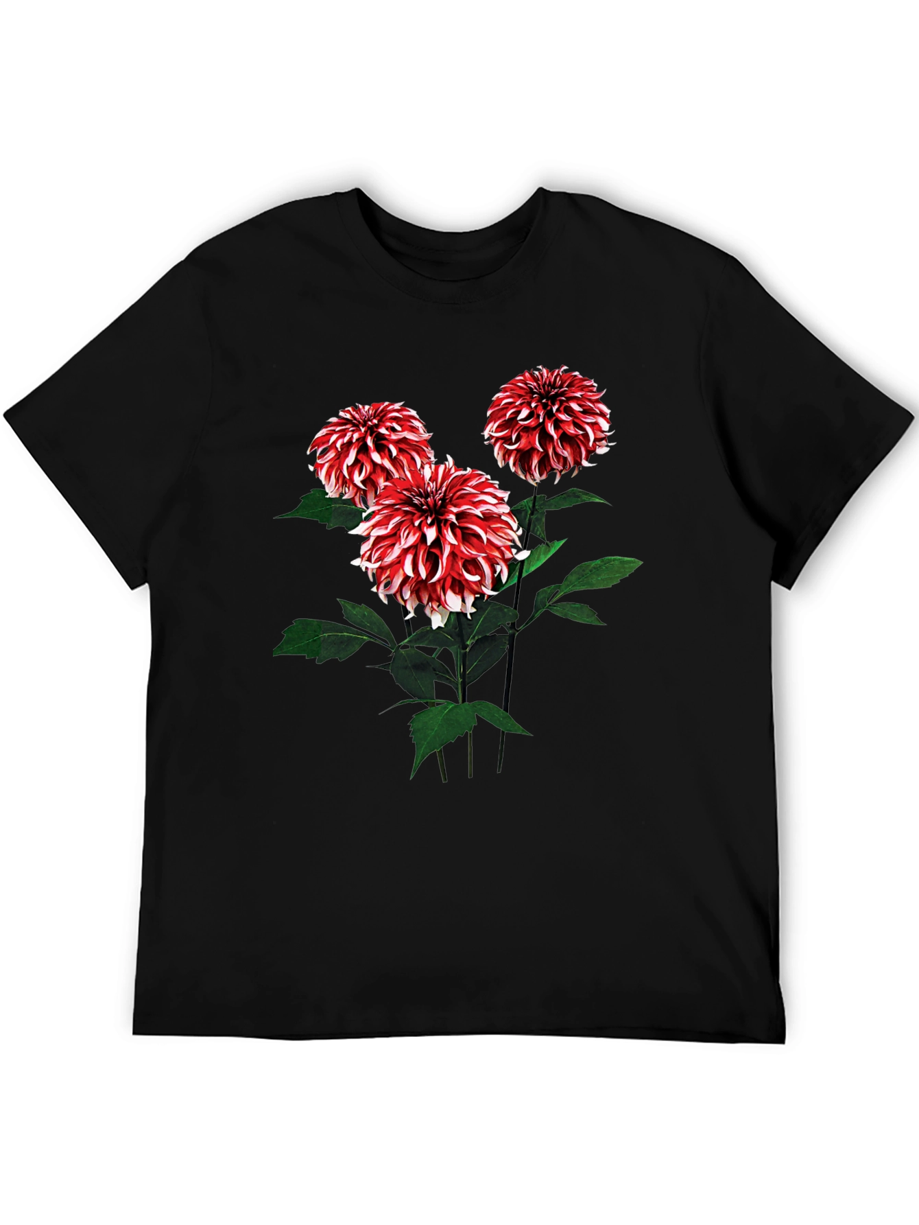 Floral T-Shirt with Dahlia Flower Print