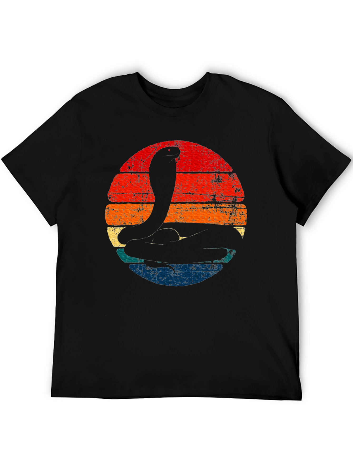 Retro Cobra Sunset Graphic Tee - Black