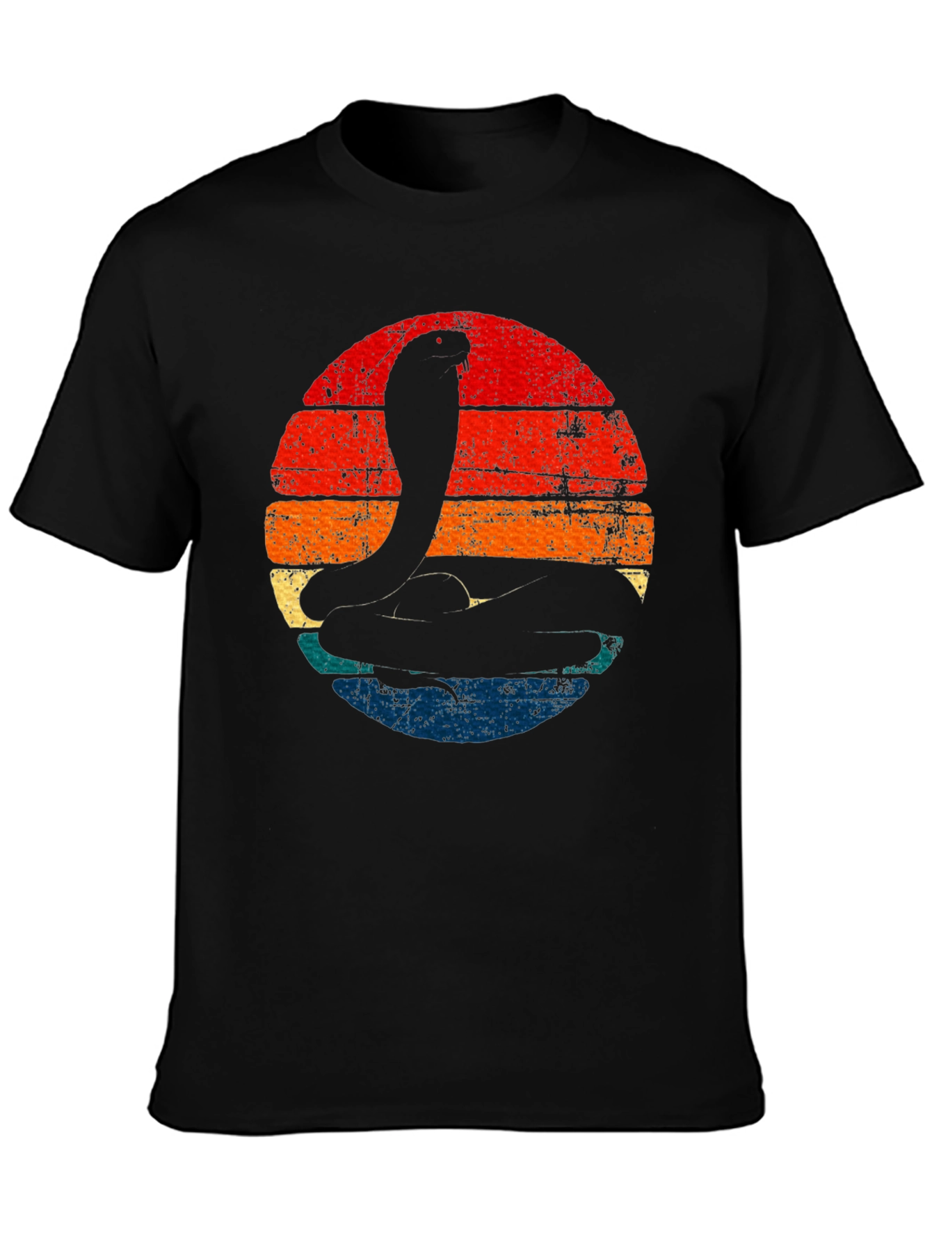 Retro Cobra Sunset Graphic Tee - Black