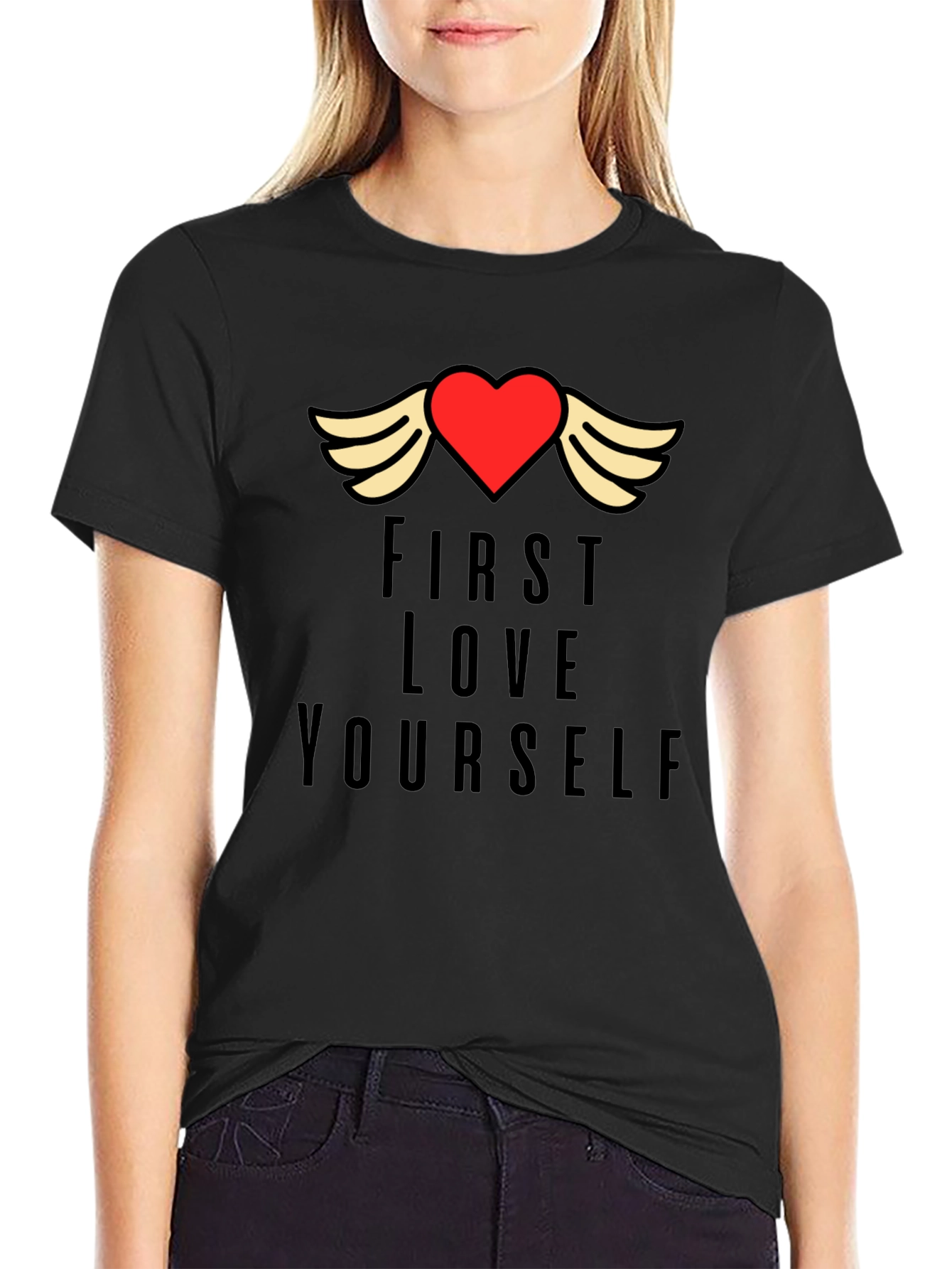 First Love Yourself Graphic Tee - Black