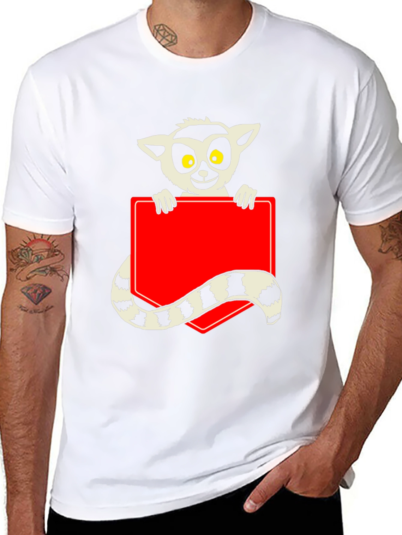 Lemur Graphic Print Black T-Shirt