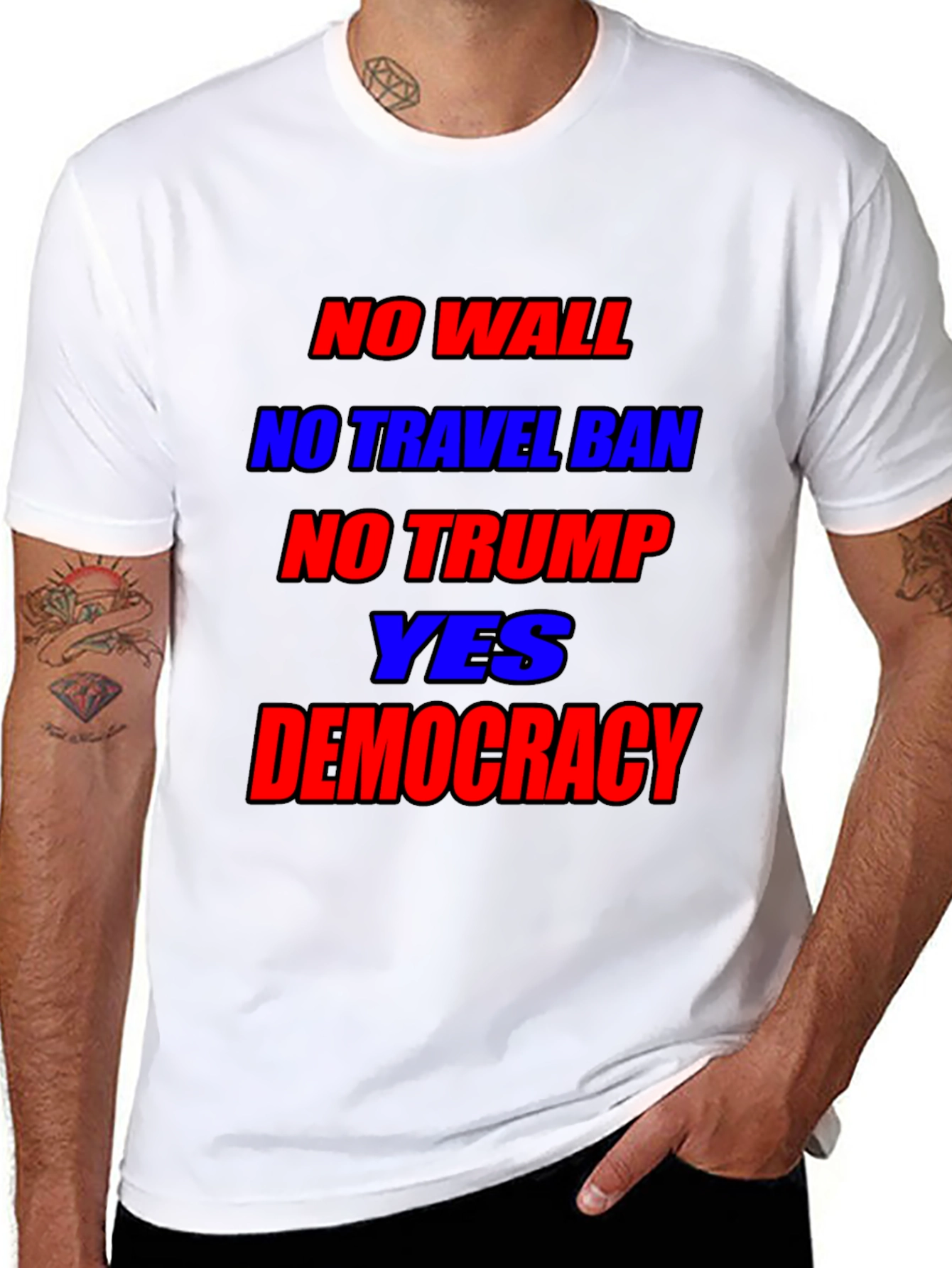 Political Statement T-Shirt: No Wall No Ban