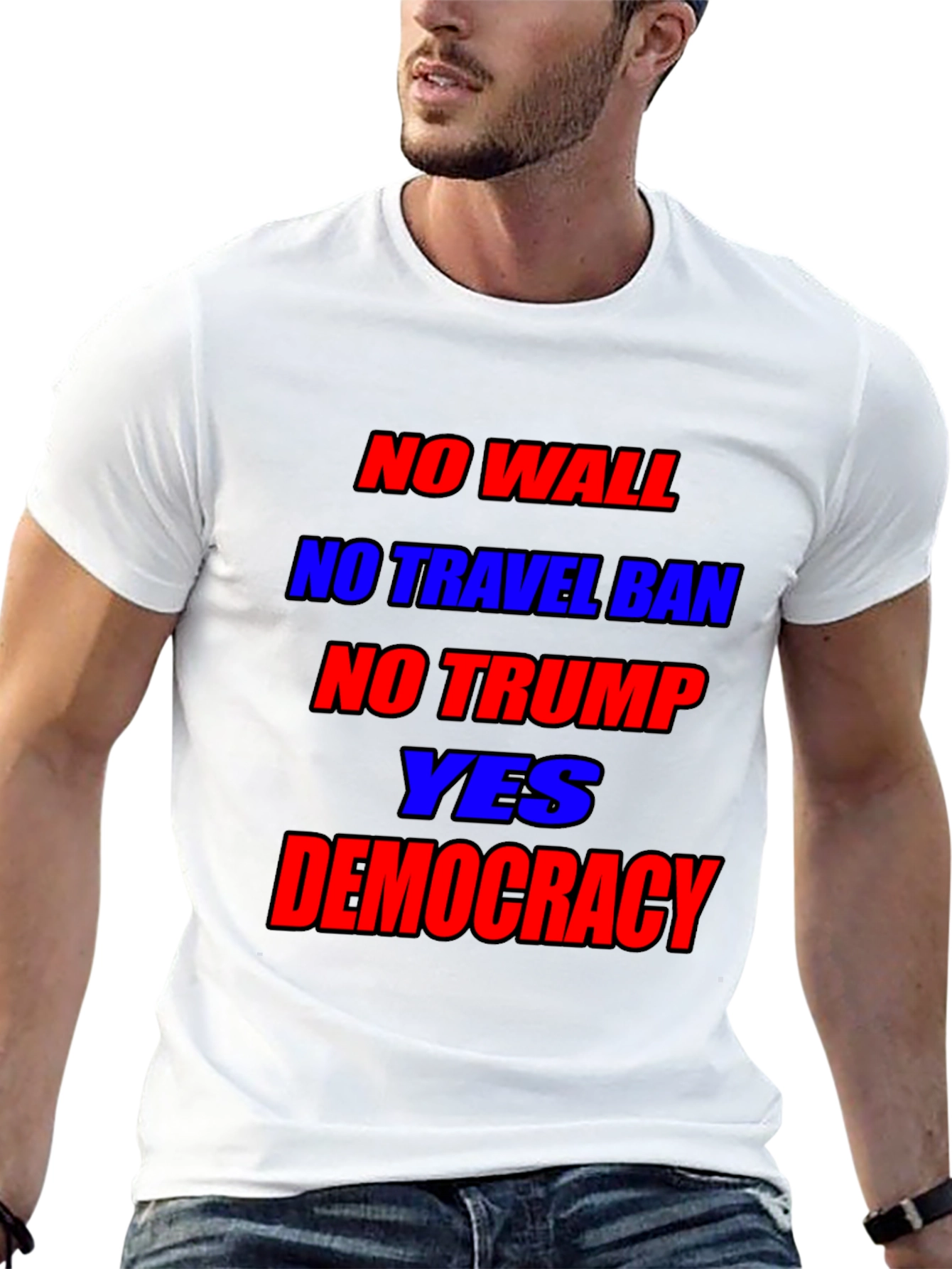 Political Statement T-Shirt: No Wall No Ban