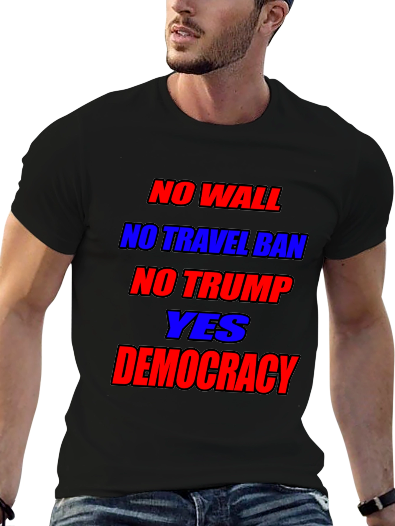 Political Statement T-Shirt: No Wall No Ban