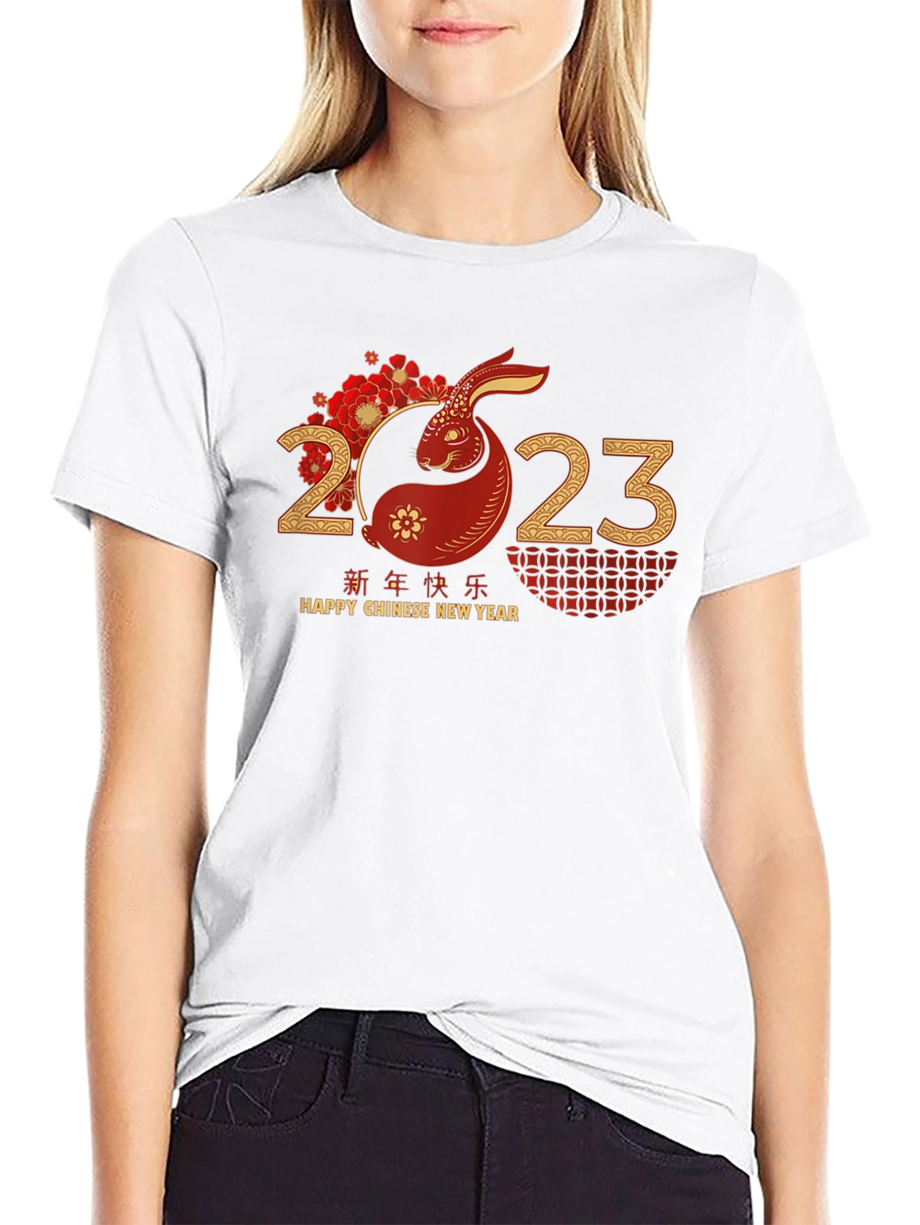 Chinese New Year Rabbit 2023 Black T-Shirt
