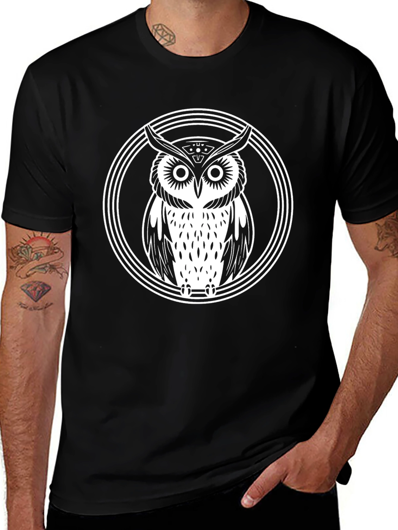 Owl Graphic Black T-Shirt
