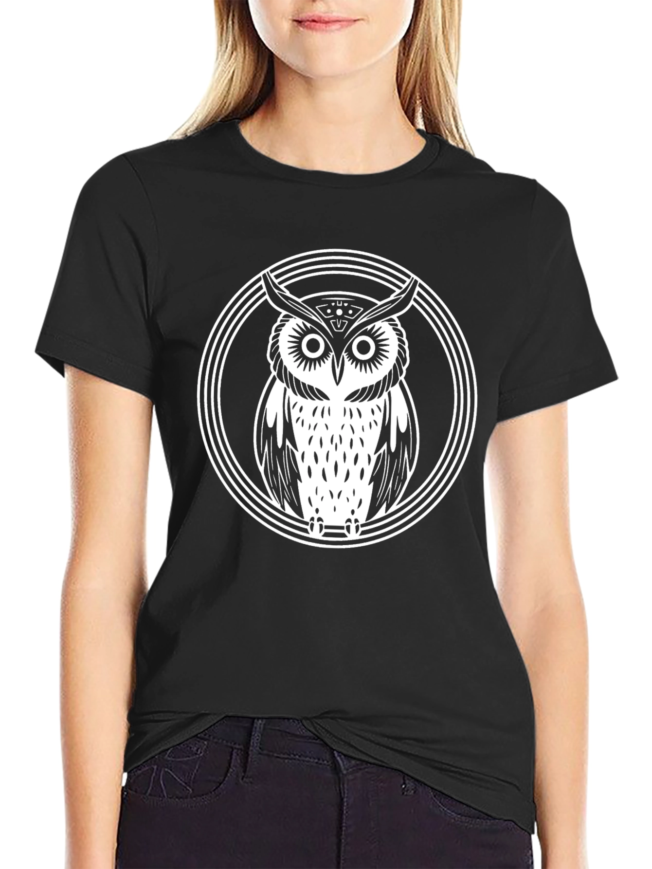 Owl Graphic Black T-Shirt