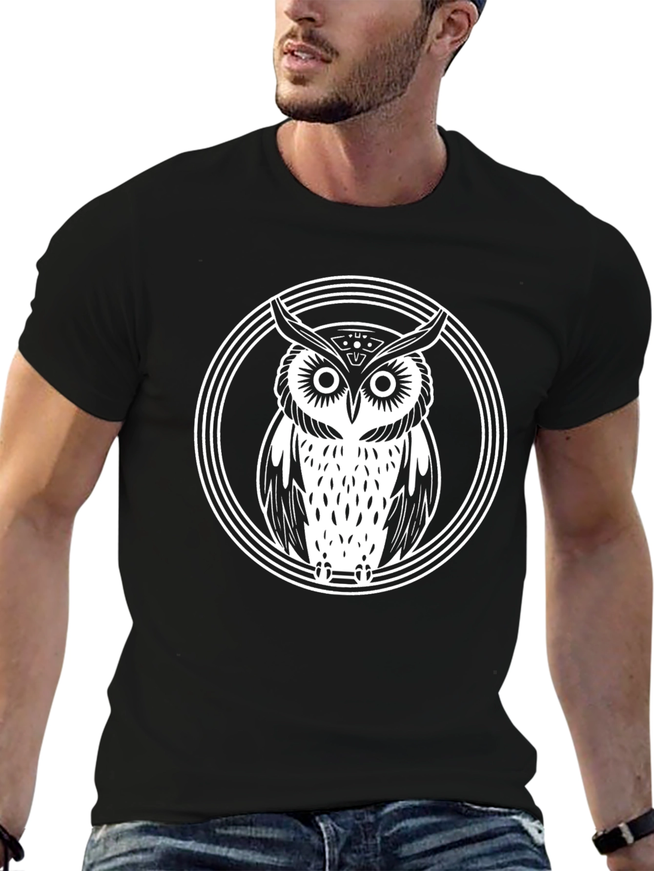 Owl Graphic Black T-Shirt