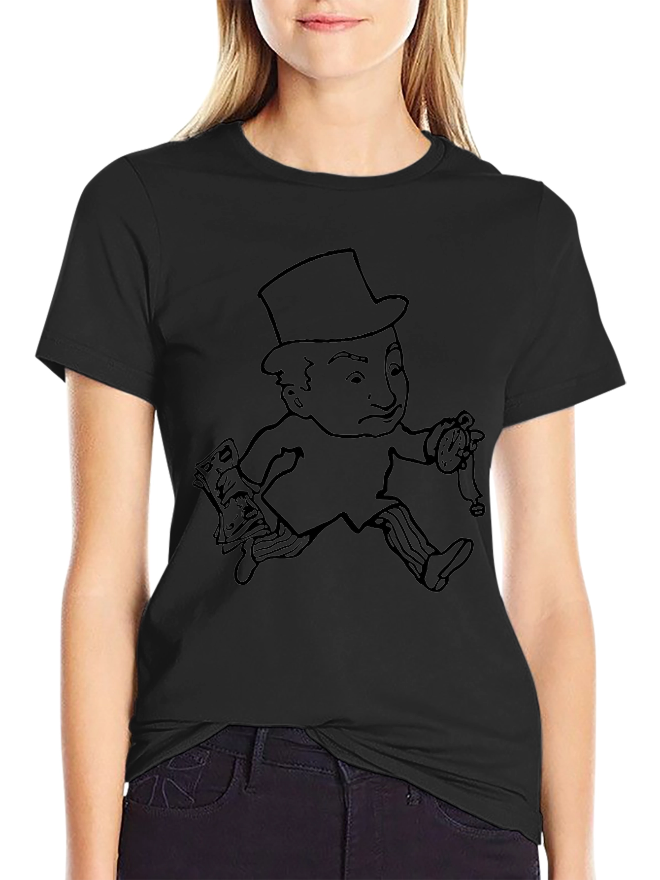 Monopoly Man Graphic Tee - Black Cotton T-Shirt
