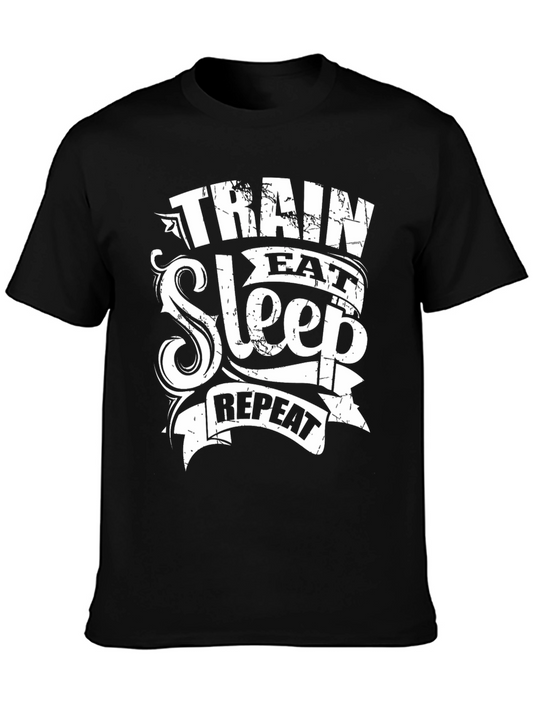 Train Eat Sleep Repeat Graphic Tee - Fitness Motivation
