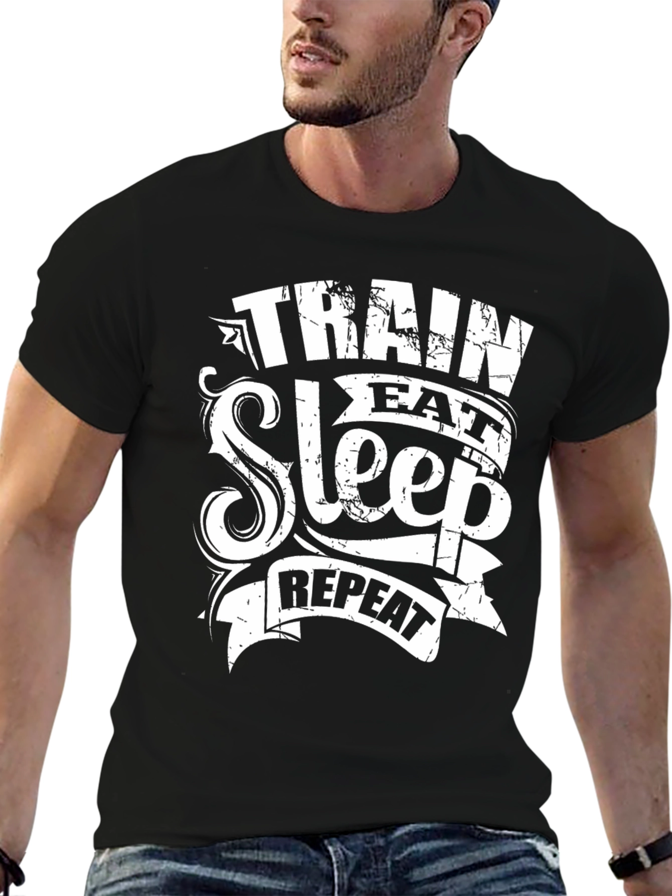 Train Eat Sleep Repeat Graphic Tee - Fitness Motivation