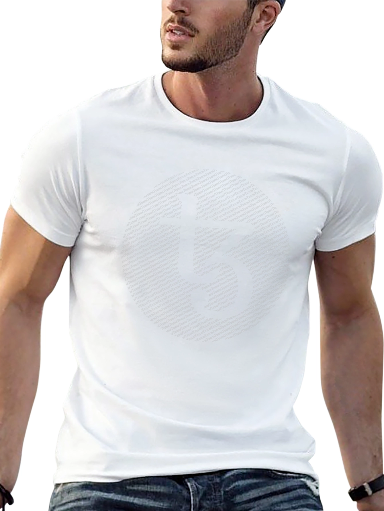 Black T-Shirt with Circular Graphic Print