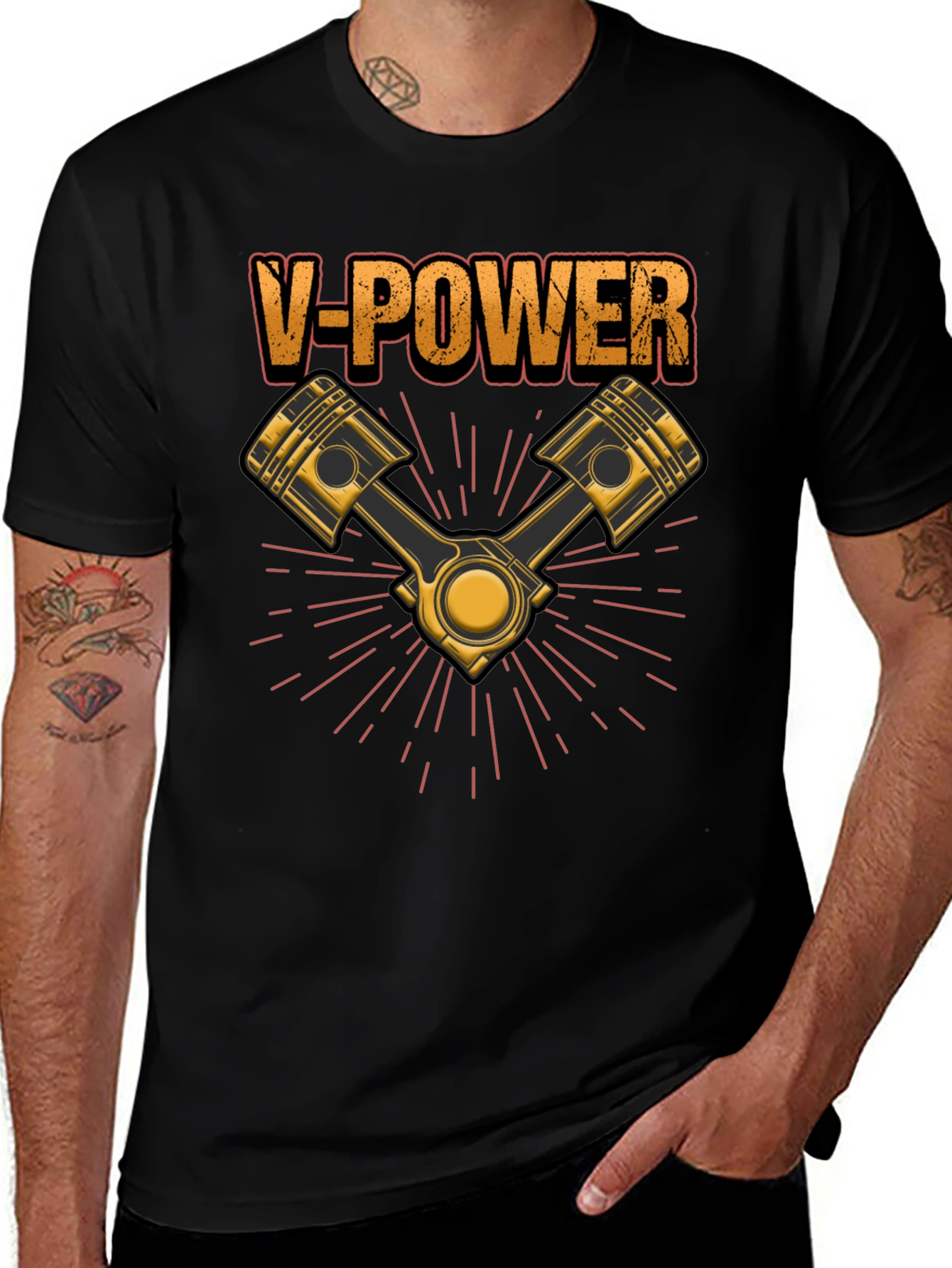 V-Power Engine T-Shirt - Black Automotive Enthusiast