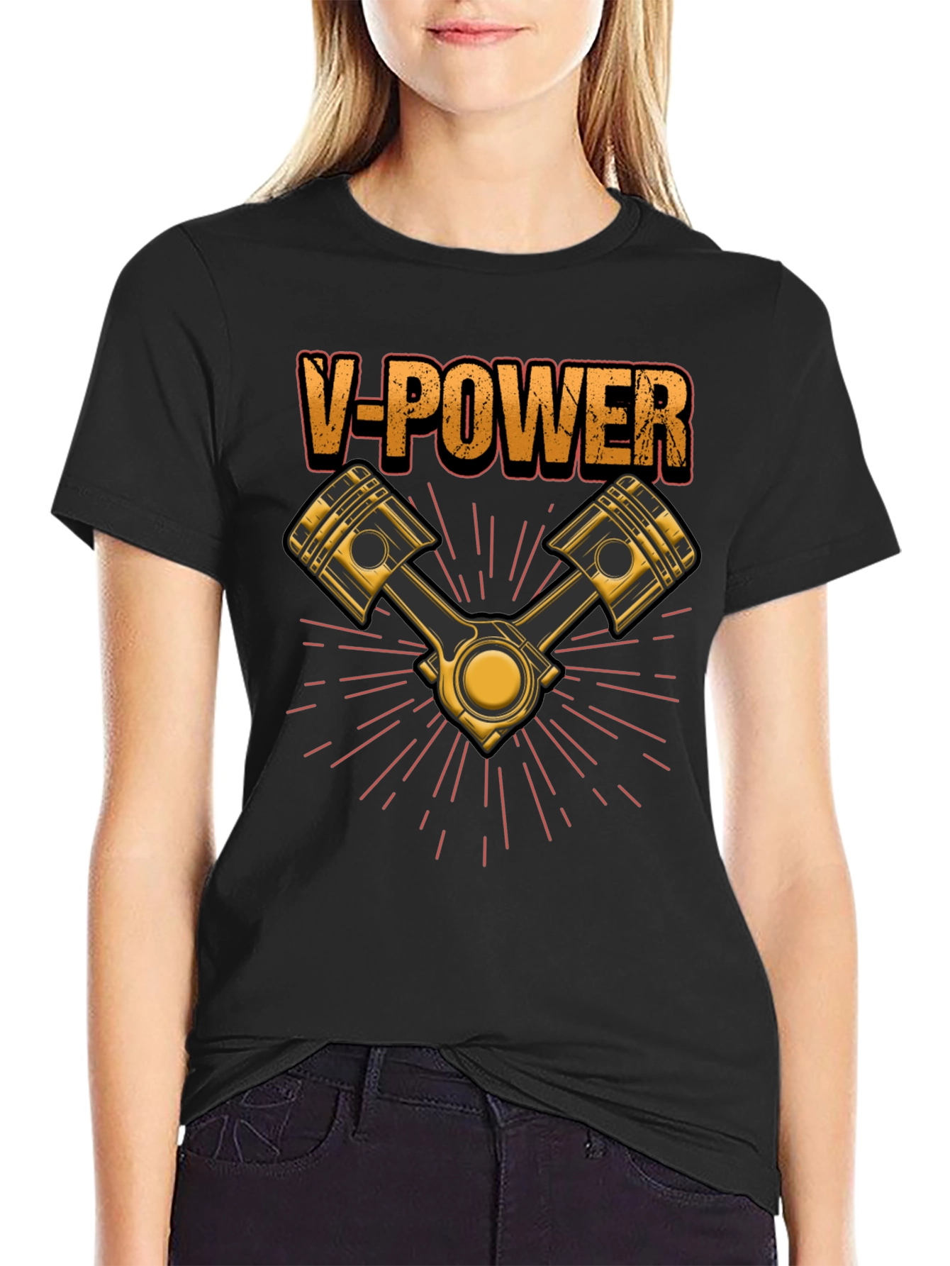 V-Power Engine T-Shirt - Black Automotive Enthusiast