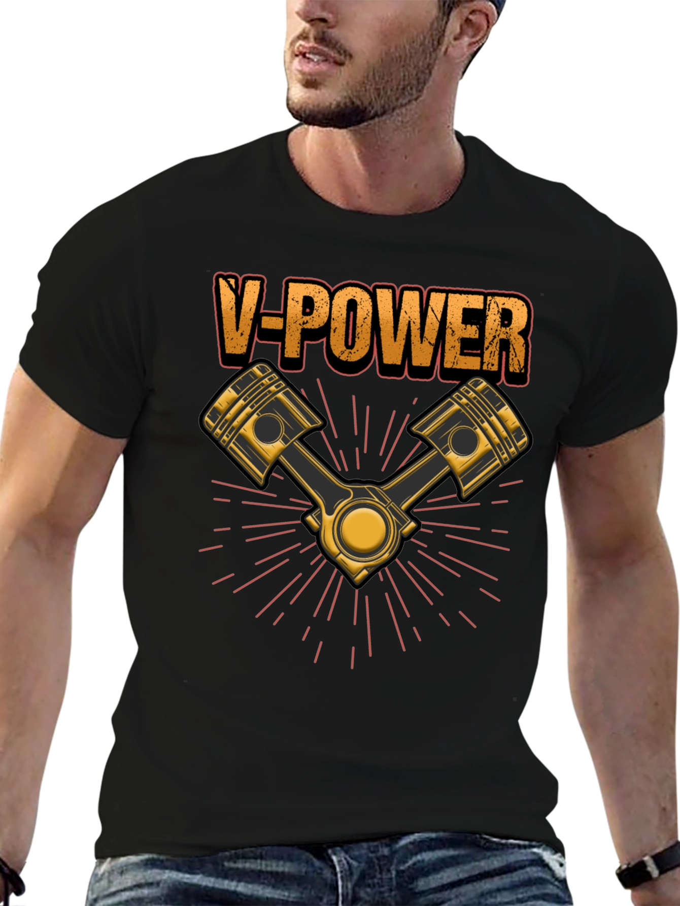 V-Power Engine T-Shirt - Black Automotive Enthusiast
