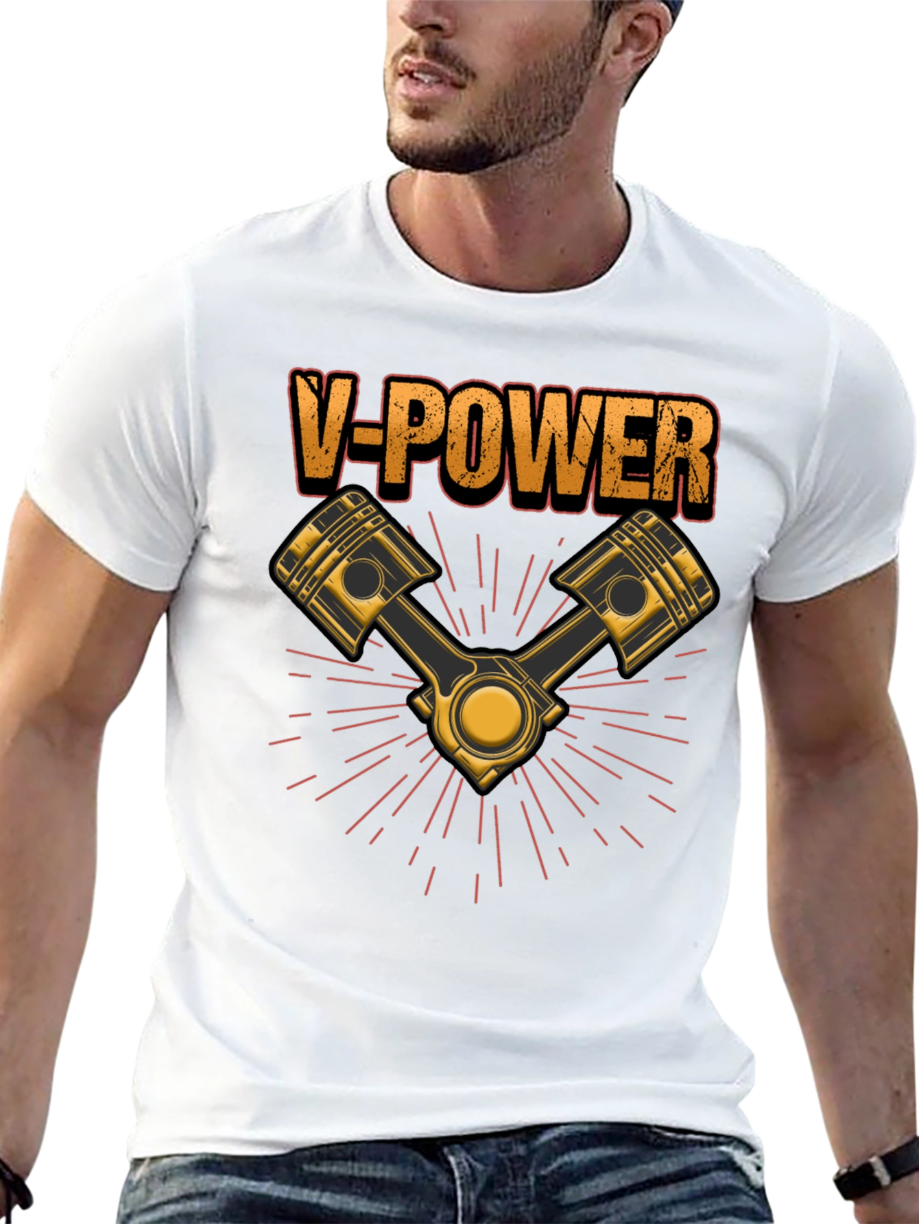 V-Power Engine T-Shirt - Black Automotive Enthusiast