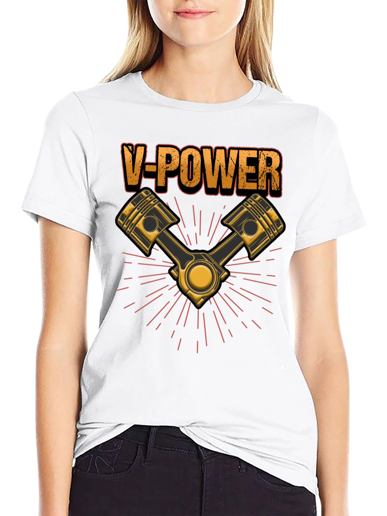 V-Power Engine T-Shirt - Black Automotive Enthusiast