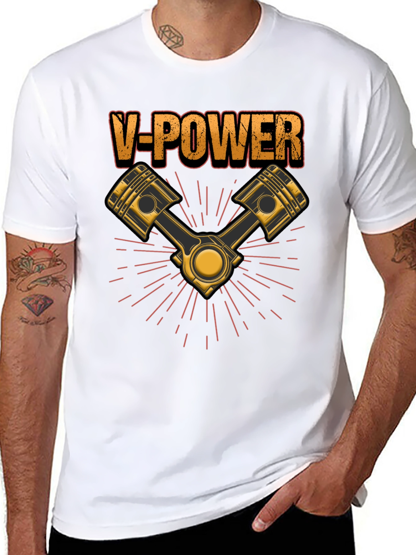 V-Power Engine T-Shirt - Black Automotive Enthusiast