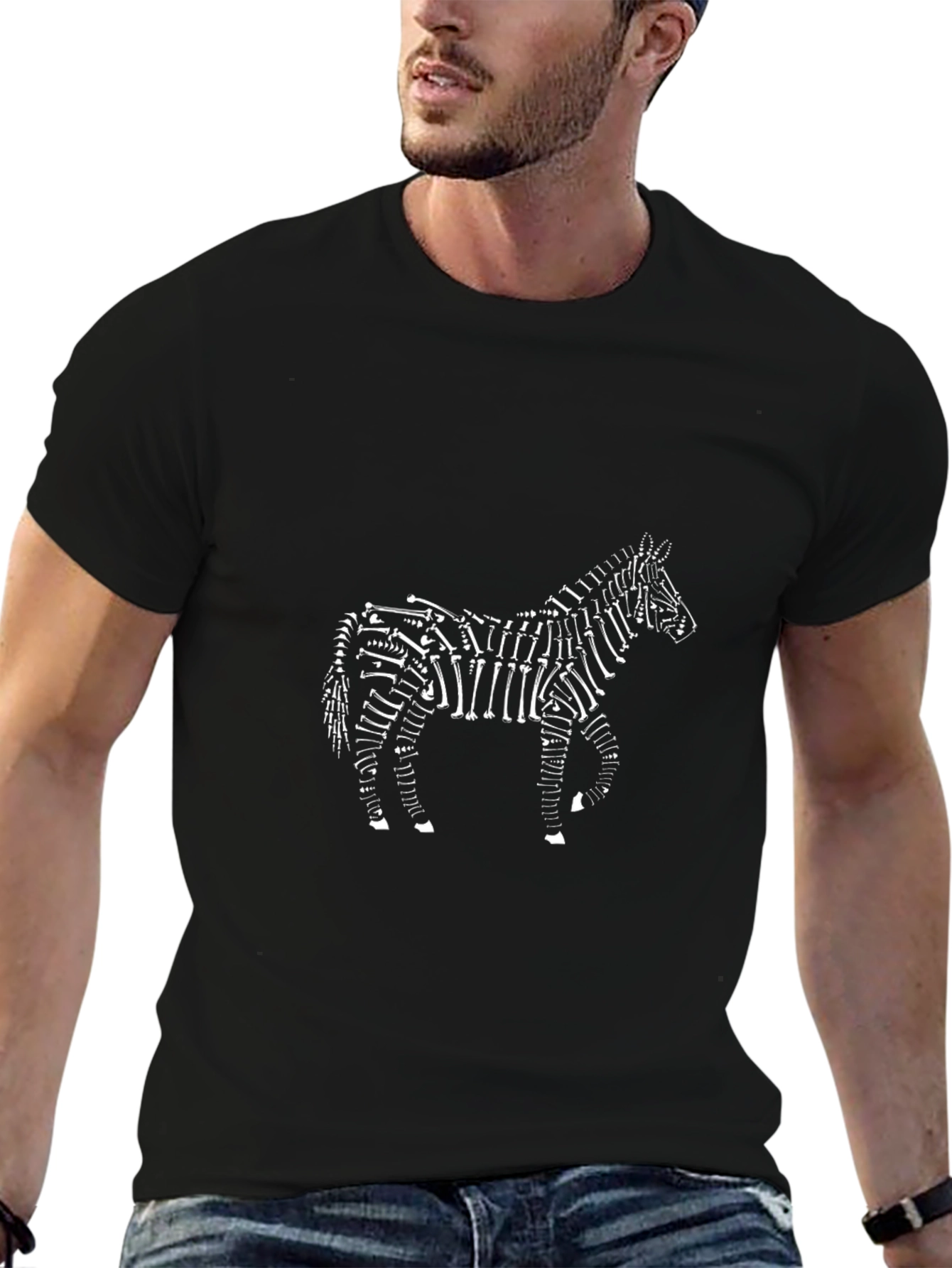 Black Zebra Skeleton Graphic Tee
