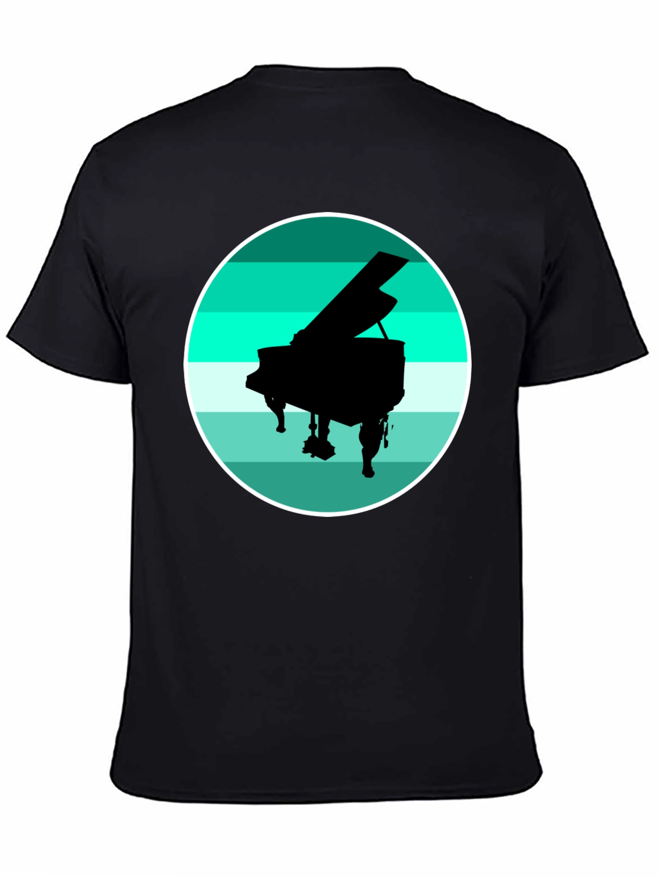Piano Silhouette Graphic Tee - Black Cotton Blend