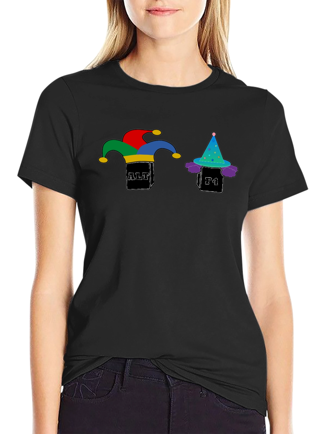 Alt+F4 Jester Graphic T-Shirt - Black