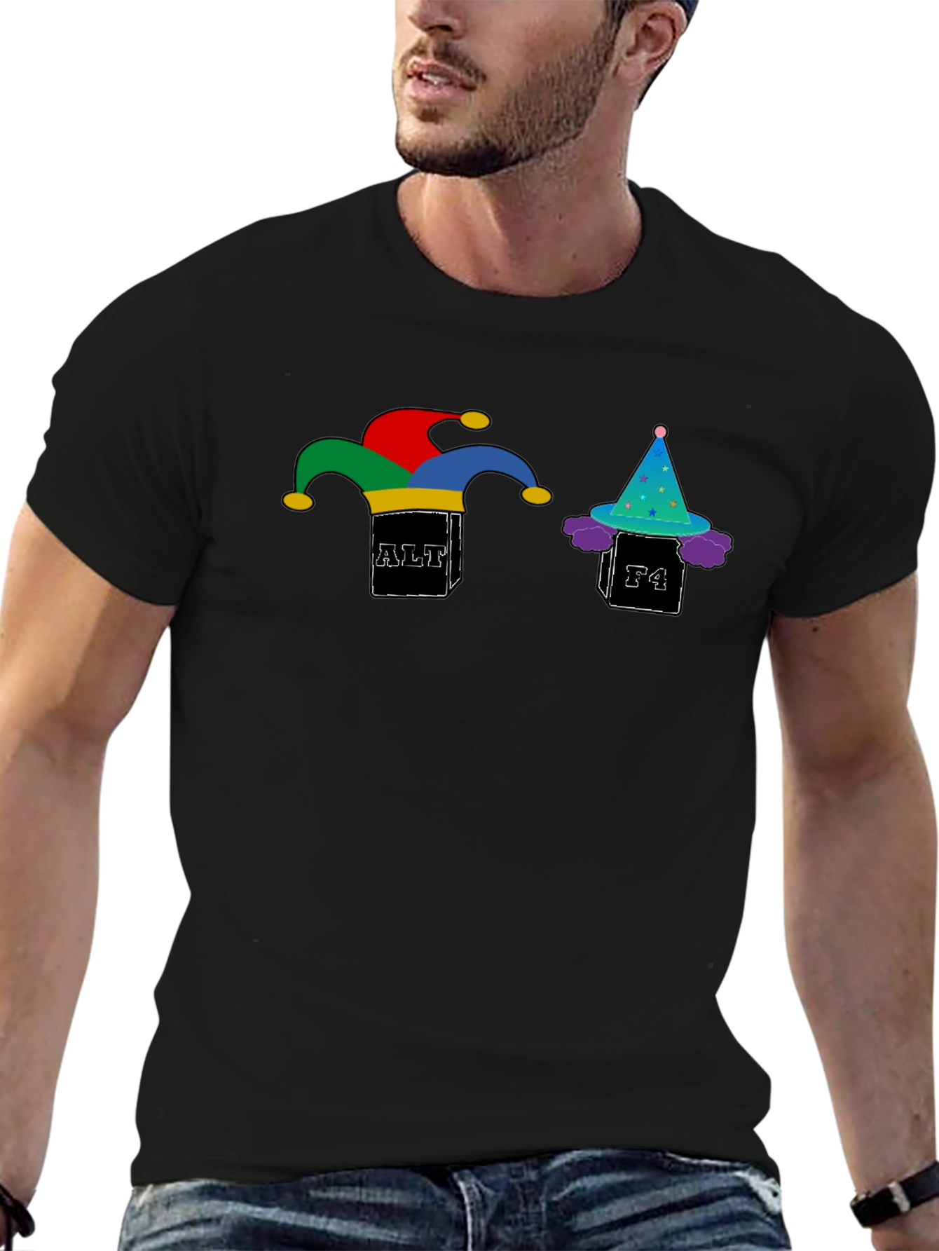Alt+F4 Jester Graphic T-Shirt - Black