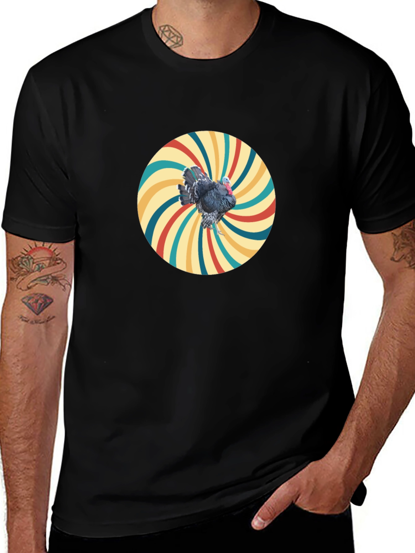 Retro Turkey Graphic Tee - Cool Bird Design
