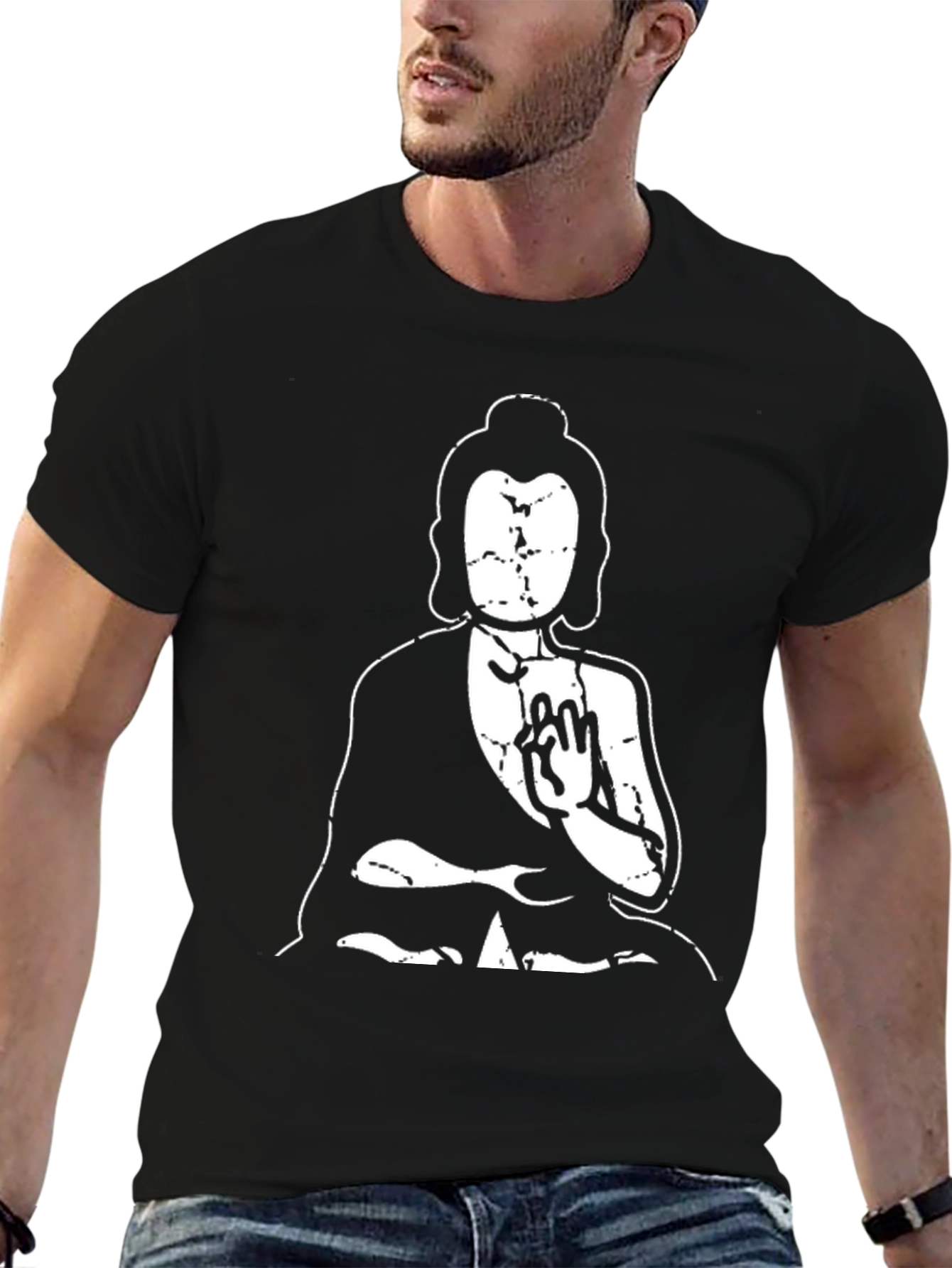 Buddha Graphic Print Black T-Shirt