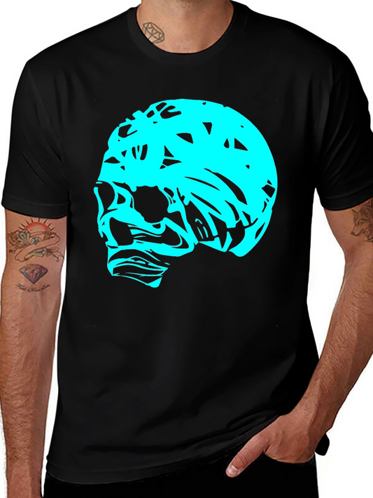 Edgy Skull Graphic Tee - Black Cotton T-Shirt