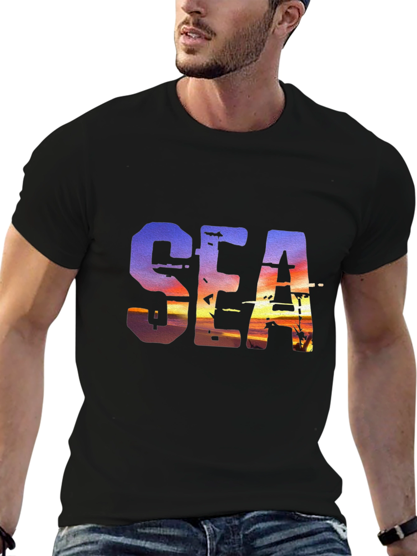 Sunset Sea Graphic T-Shirt - Unique Design