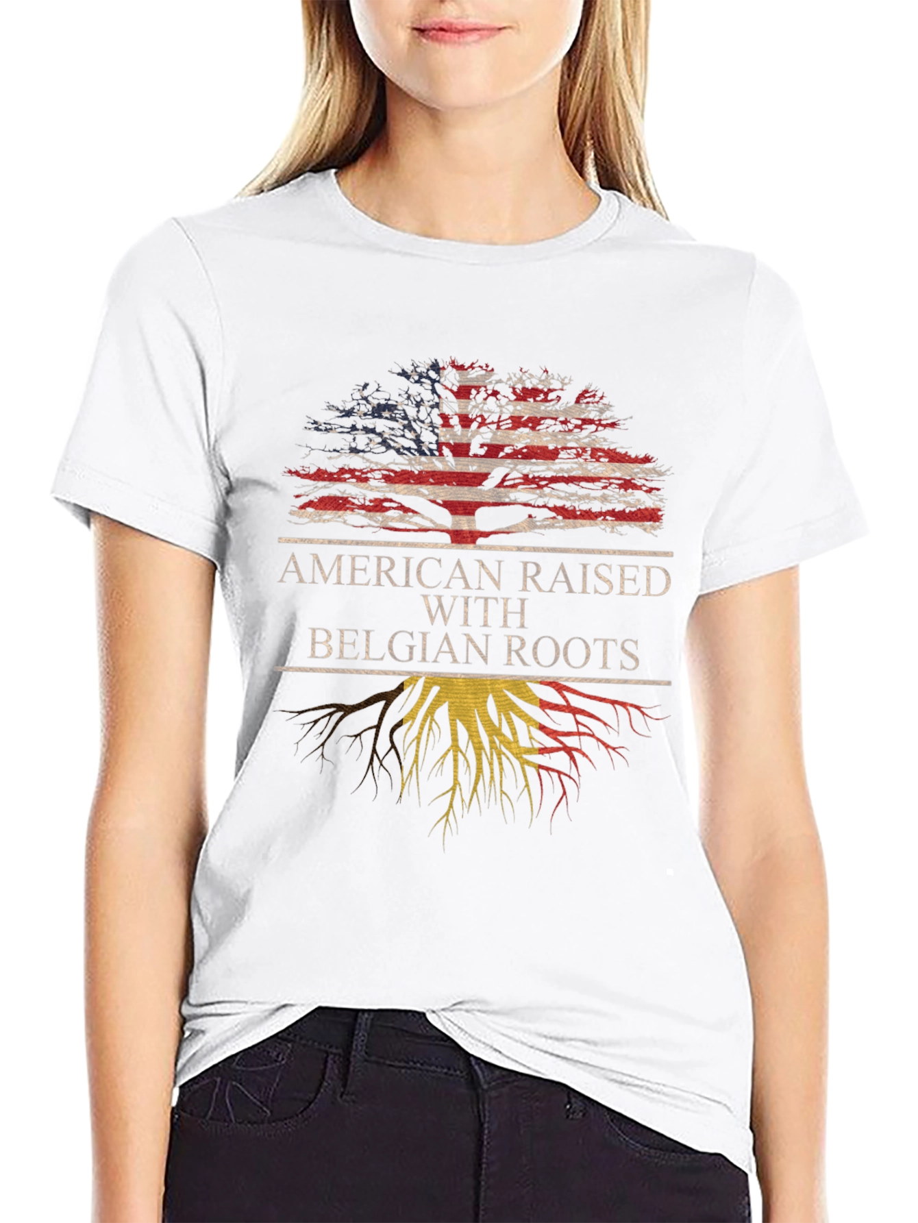 American Raised with Belgian Roots Graphic T-Shirt
