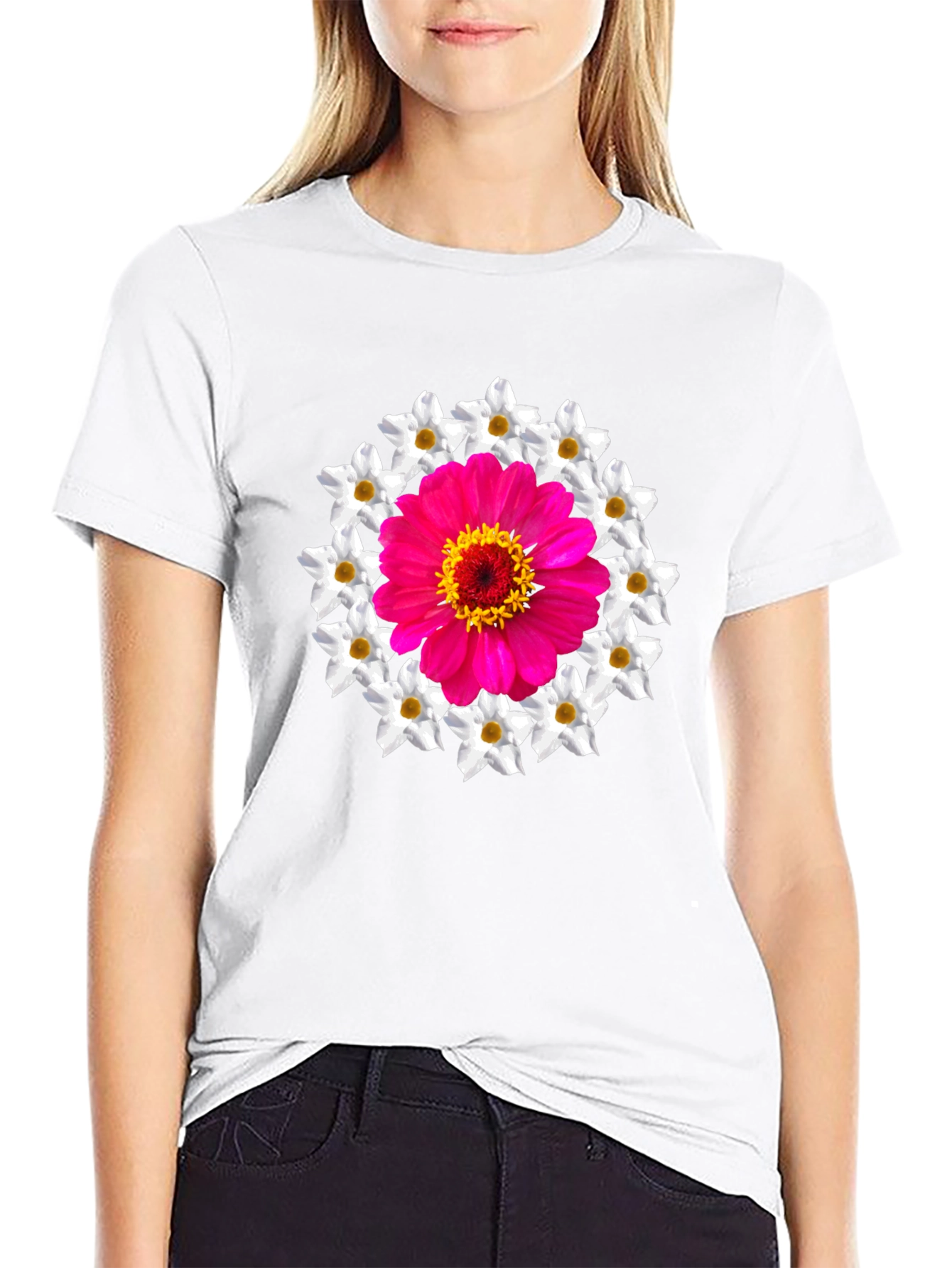 Floral Medallion Graphic Tee - Black