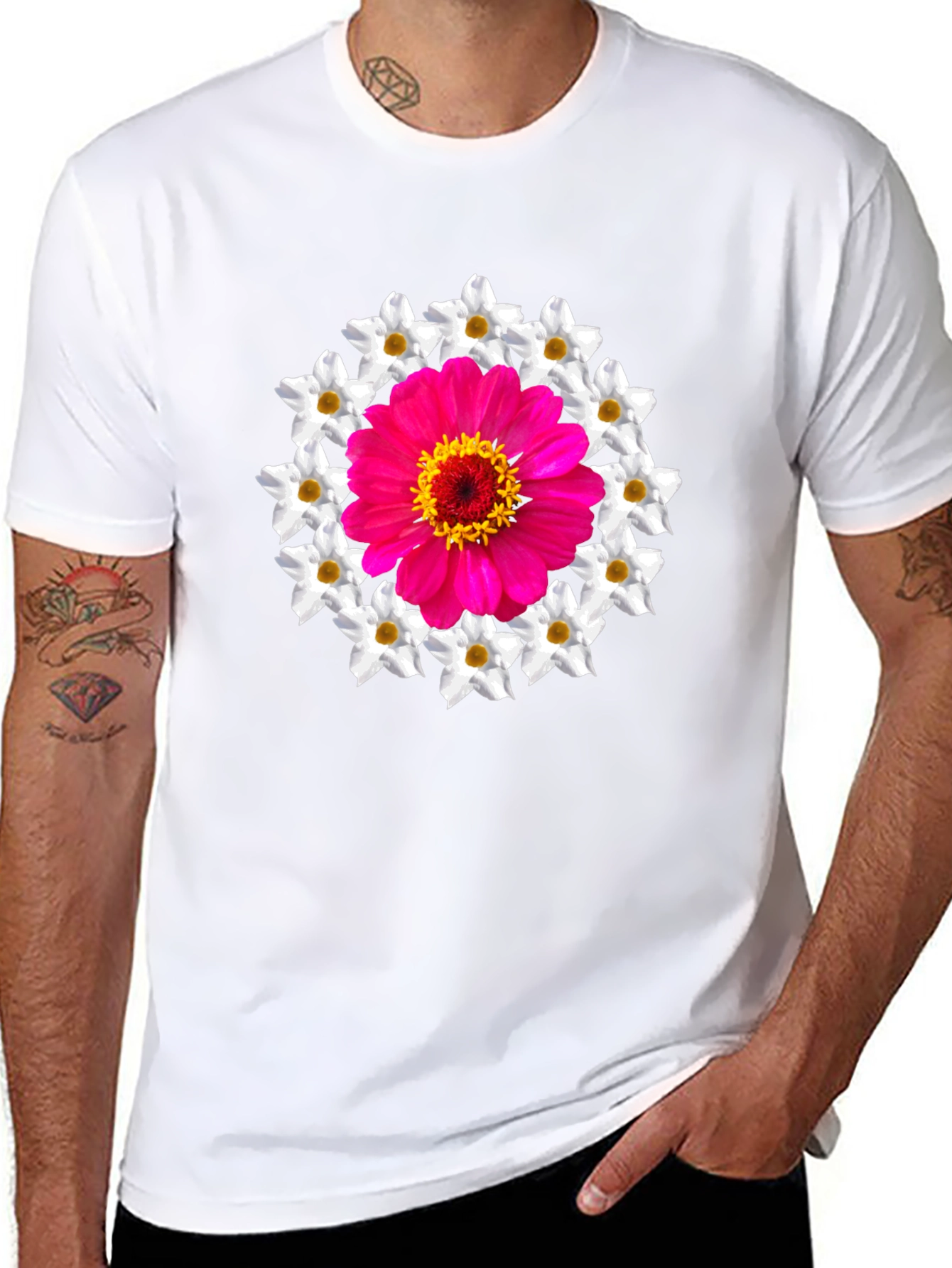 Floral Medallion Graphic Tee - Black
