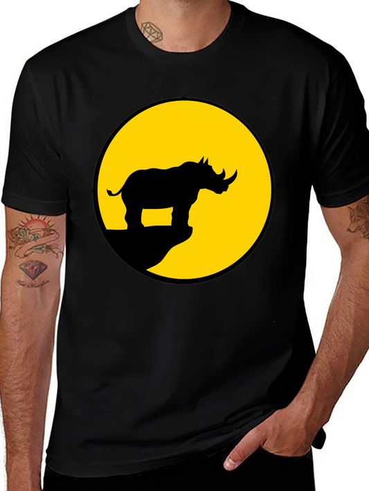 Rhino Silhouette Graphic Tee - Mens Black T-Shirt