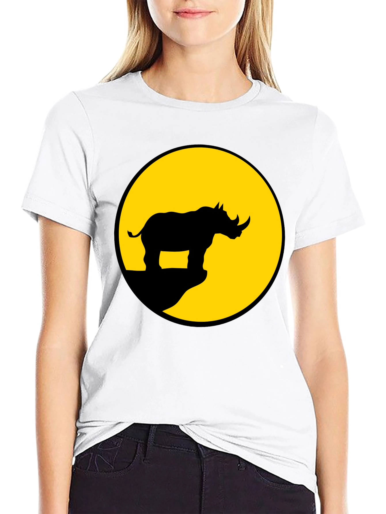 Rhino Silhouette Graphic Tee - Mens Black T-Shirt