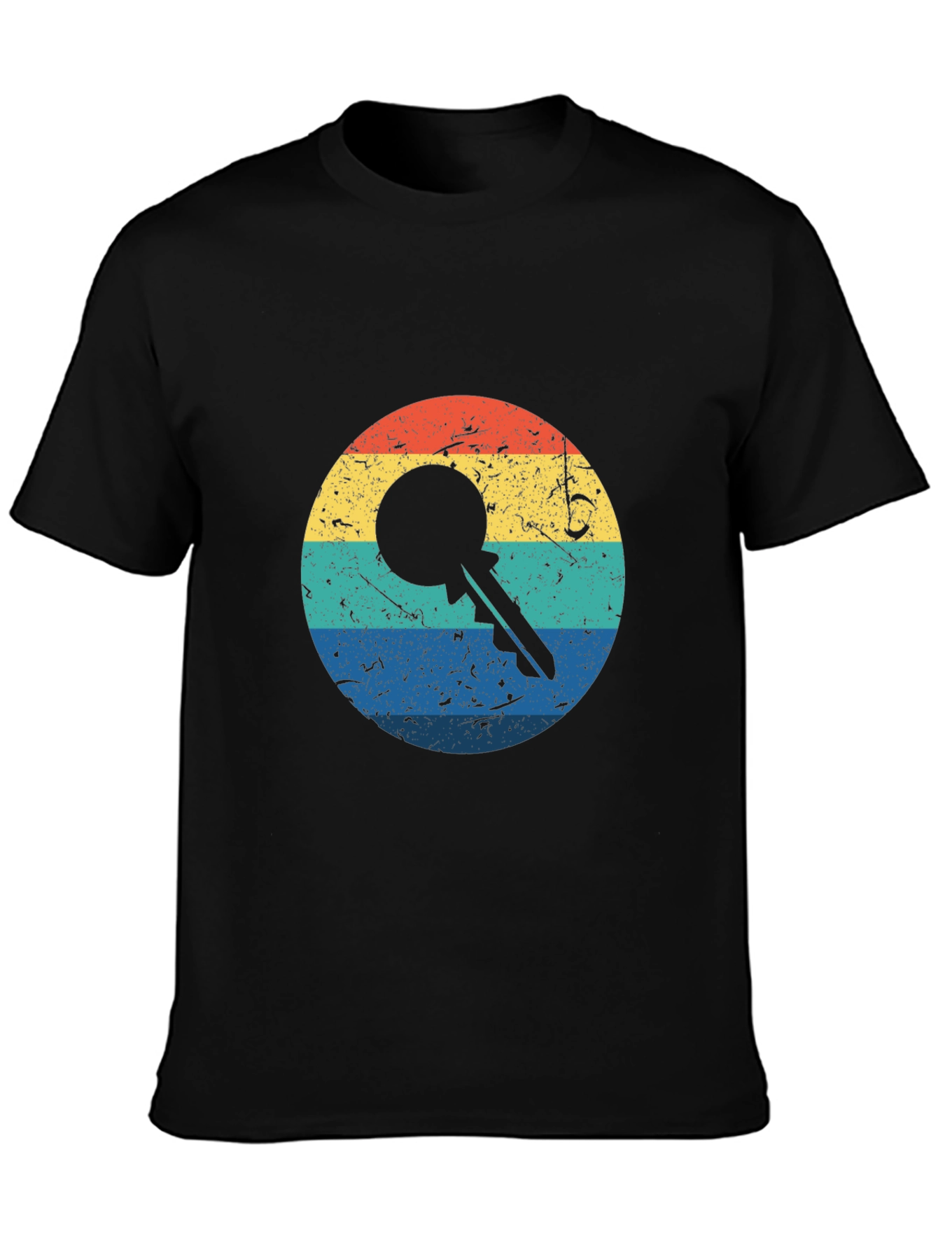 Retro Key Graphic Tee - Black Cotton Blend