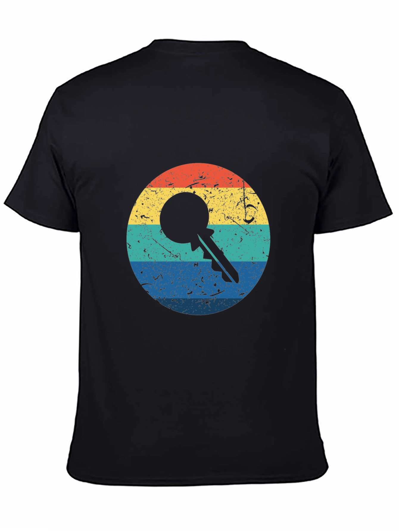 Retro Key Graphic Tee - Black Cotton Blend