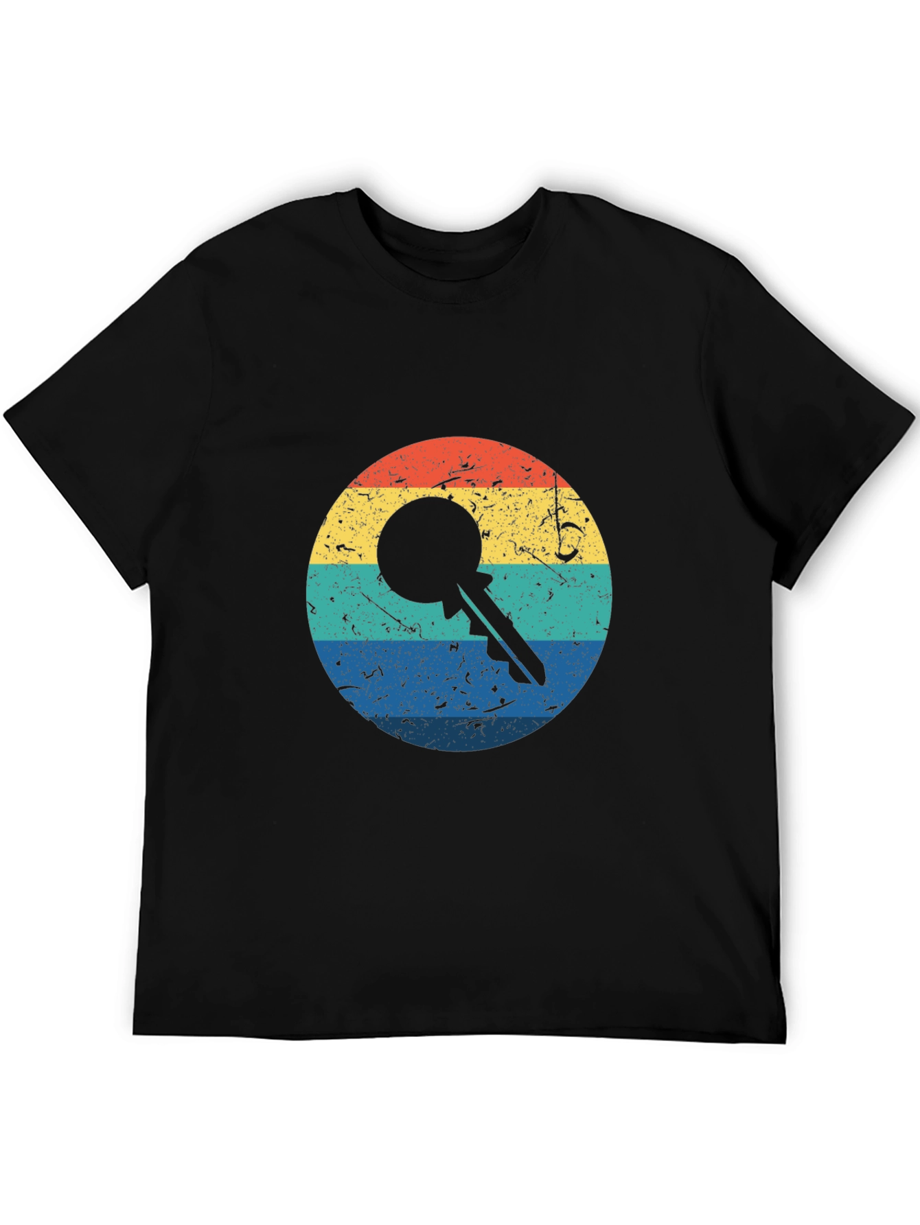 Retro Key Graphic Tee - Black Cotton Blend