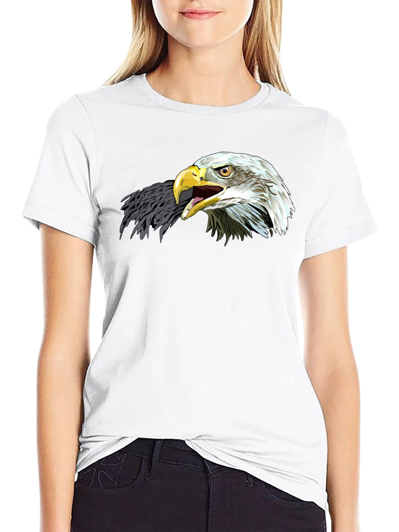 Bold Eagle Graphic Tee - Black Cotton Blend T-Shirt