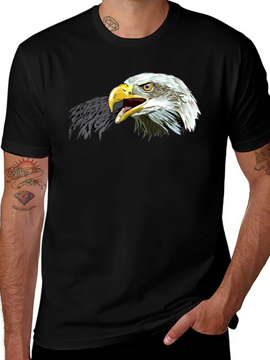 Bold Eagle Graphic Tee - Black Cotton Blend T-Shirt