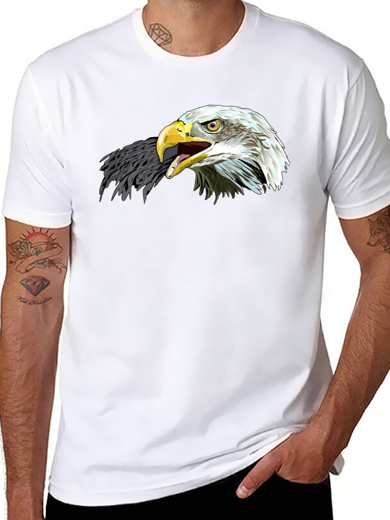 Bold Eagle Graphic Tee - Black Cotton Blend T-Shirt