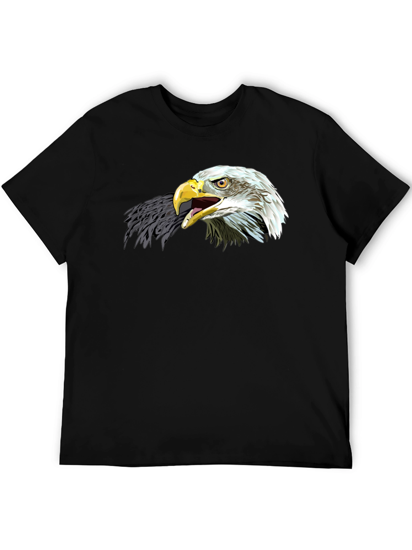 Bold Eagle Graphic Tee - Black Cotton Blend T-Shirt