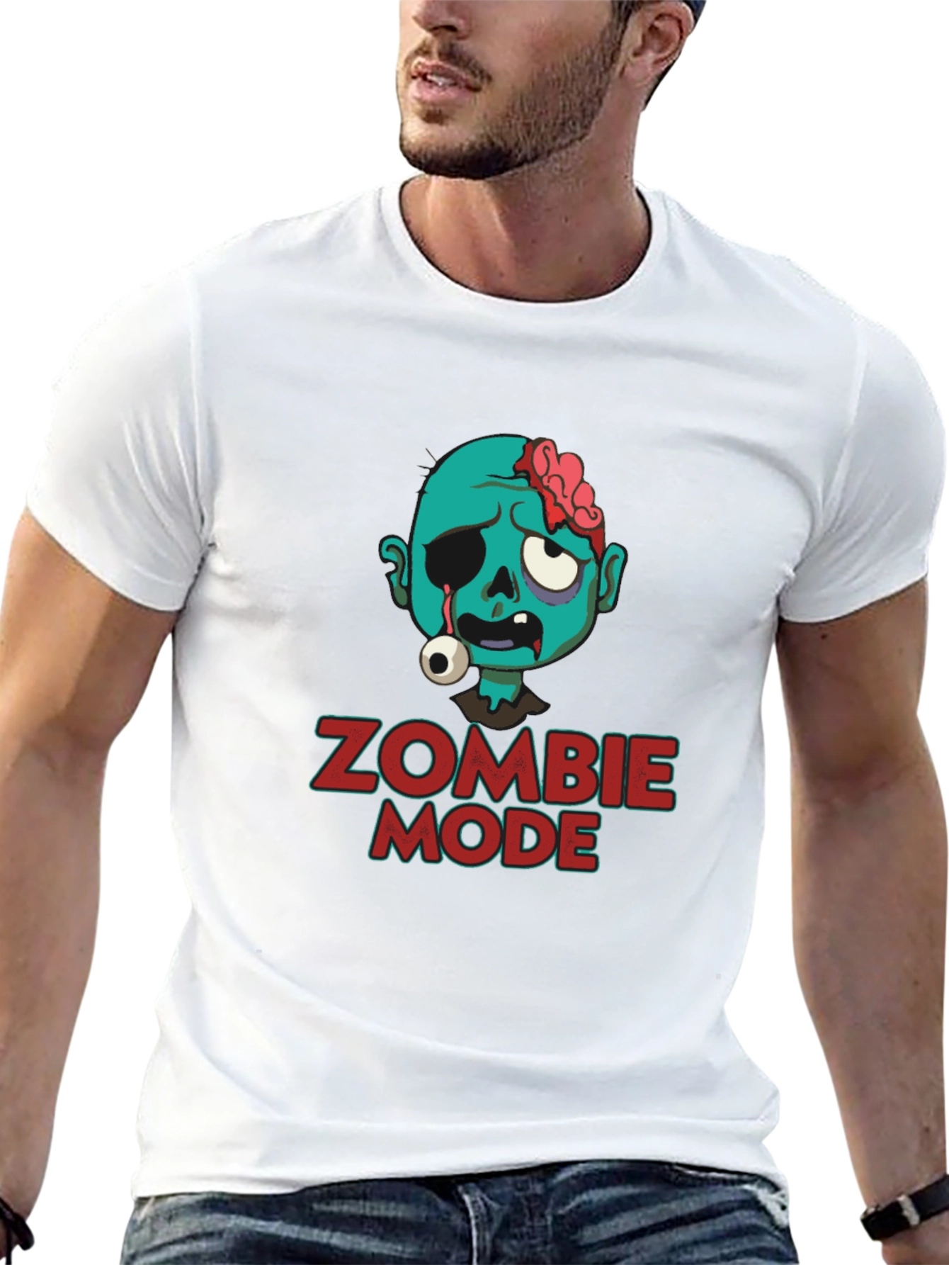 Zombie Mode Graphic Tee - Black Cotton T-Shirt