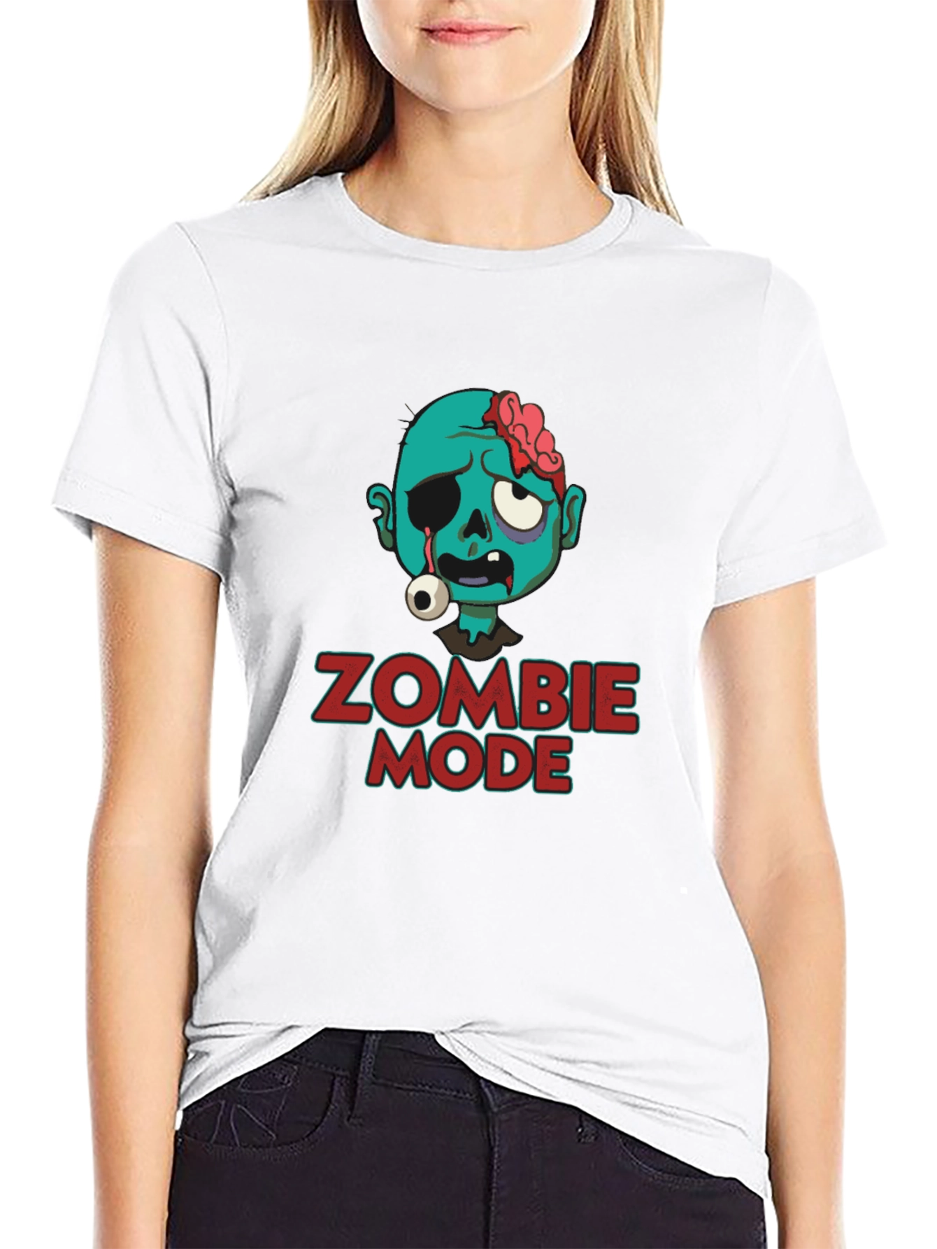 Zombie Mode Graphic Tee - Black Cotton T-Shirt