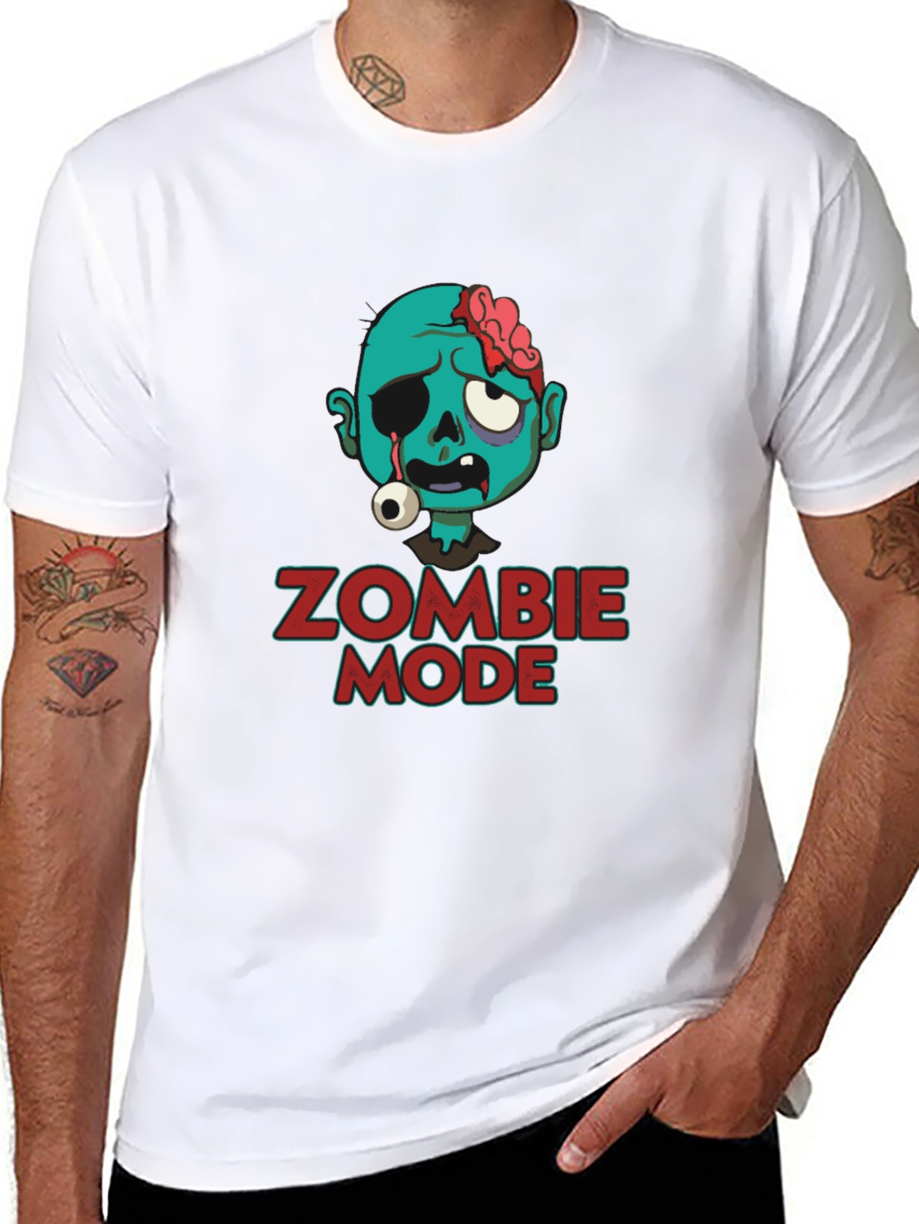 Zombie Mode Graphic Tee - Black Cotton T-Shirt